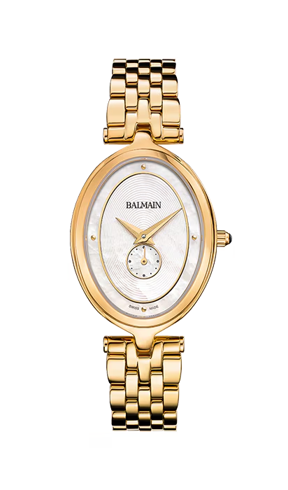 prachtig Dames Horloge Van het Merk Balmain uit de Haute elegance Collectie 

De specificaties zijn als volgt 
-Saffier glas 
- Zwitsers uurwerk 
- parelmoer Wijzerplaat 
- Saffier glas - Zeer krasbestendig-
- Ovale Kast 
- 5 Atm Waterdicht 
