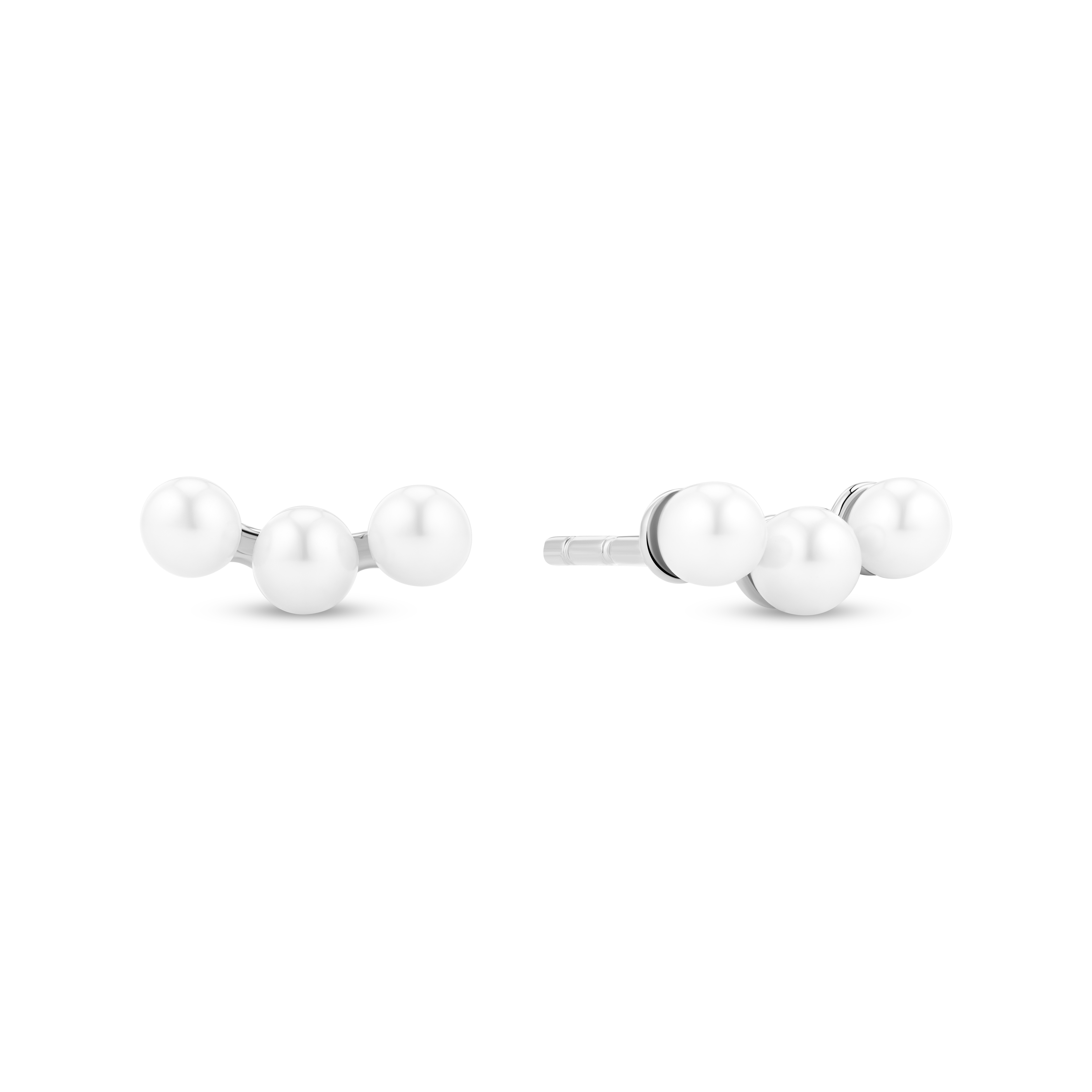 EARRINGS PERLA TRE RHODIUM PLATED, WITH FRESHWATER PEARLS.