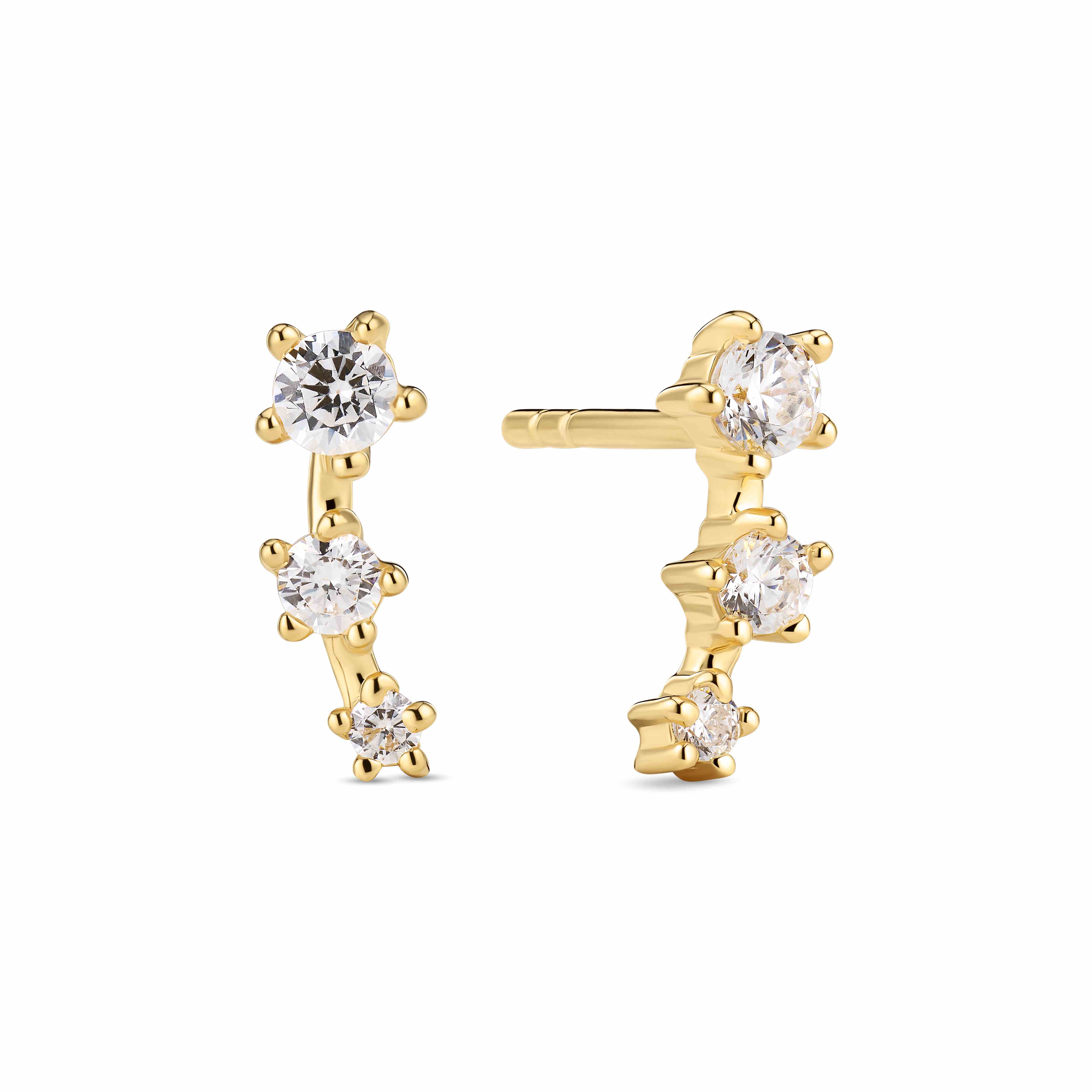 EARRINGS LUCENTE TRE 18K GOLD PLATED, WITH WHITE ZIRCONIA.