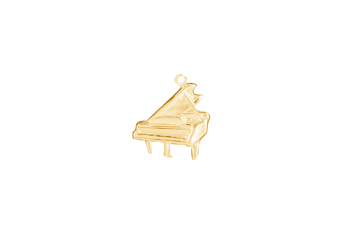 gouden hanger piano vleugel massief 18x15mm