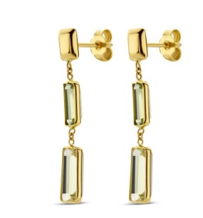 14kt gouden oorhangers met facette geslepen Peridot