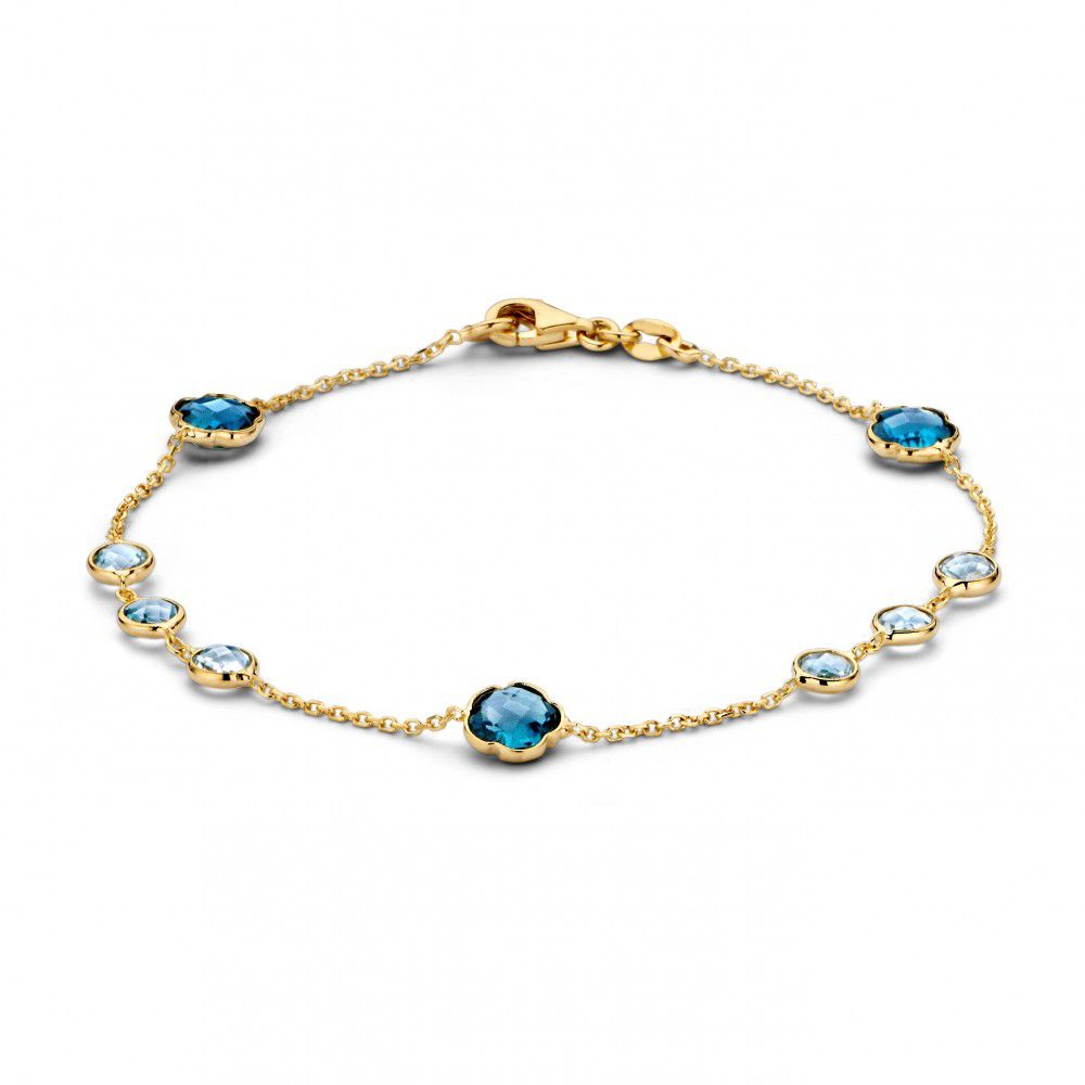14kt. Excellent Armband geelgoud topaas/london blue topaas