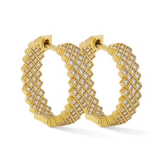 Karma oorringen HONNEY Grid | zilver verguld | zirkonia | 20mm | H660GP