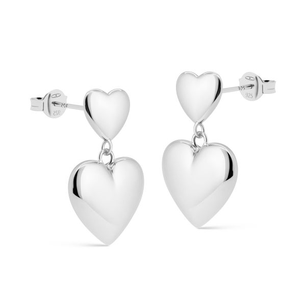 Karma oorstekers TIRSA Duo Hearts | zilver | X207S