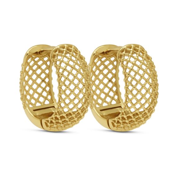 Karma oorringen HONEY Grid | zilver verguld | 17mm | H659GP