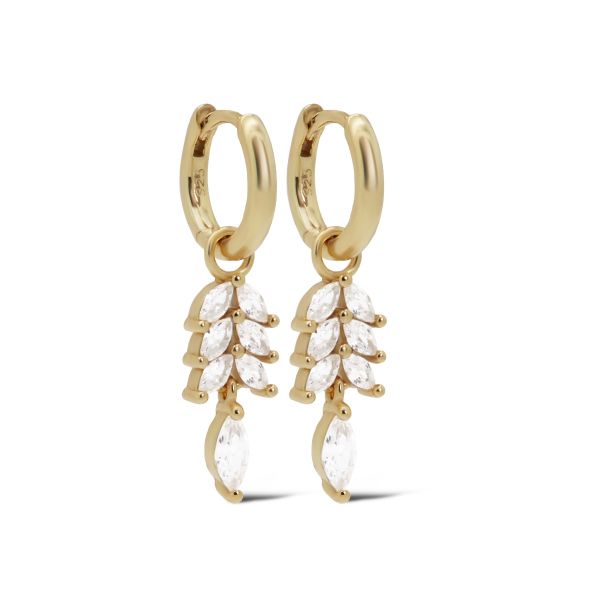 Karma Hinged Hoops CLEO Feather | zilver verguld | zirkonia's | A169GP