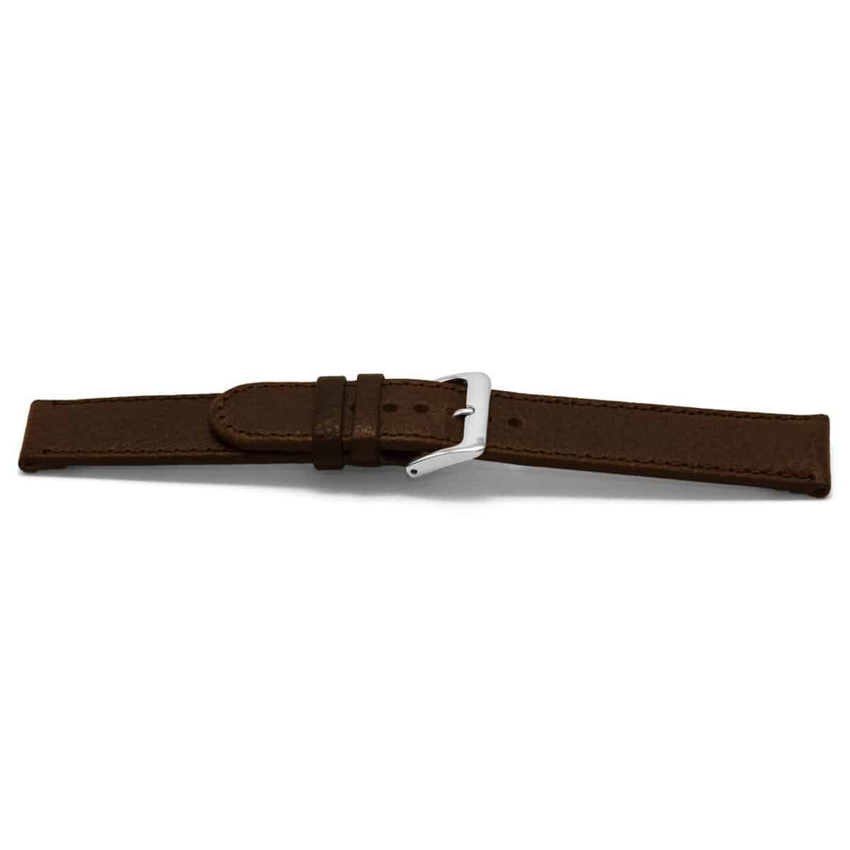 Bruin lederen horlogeband met zilverkleurig edelstalen gesp.
Kleur band: Bruin
Band dikte: 2.0mm
Band lengte: 70/105mm
Band breedte: 10x10mm
Gesp: Stainless steel
Bekleding binnenband: Nubuck
Gestikt: Ja, dezelfde kleur als de band. 
Pushpin: Exclusief
Hypo allergisch: Ja
EAN; 8716667161726

Code: catd283