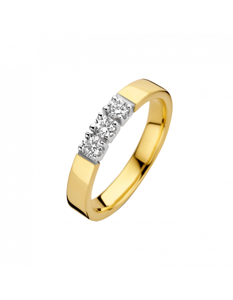 Prachtige verantwoorde MEMOIRE ring met 3 schitterende MAN MADE briljant;
tijdloos, draagbaar past bij elke gelegenheid.
Diamantgrootte 3x 0.10ct H/Si Labgrown