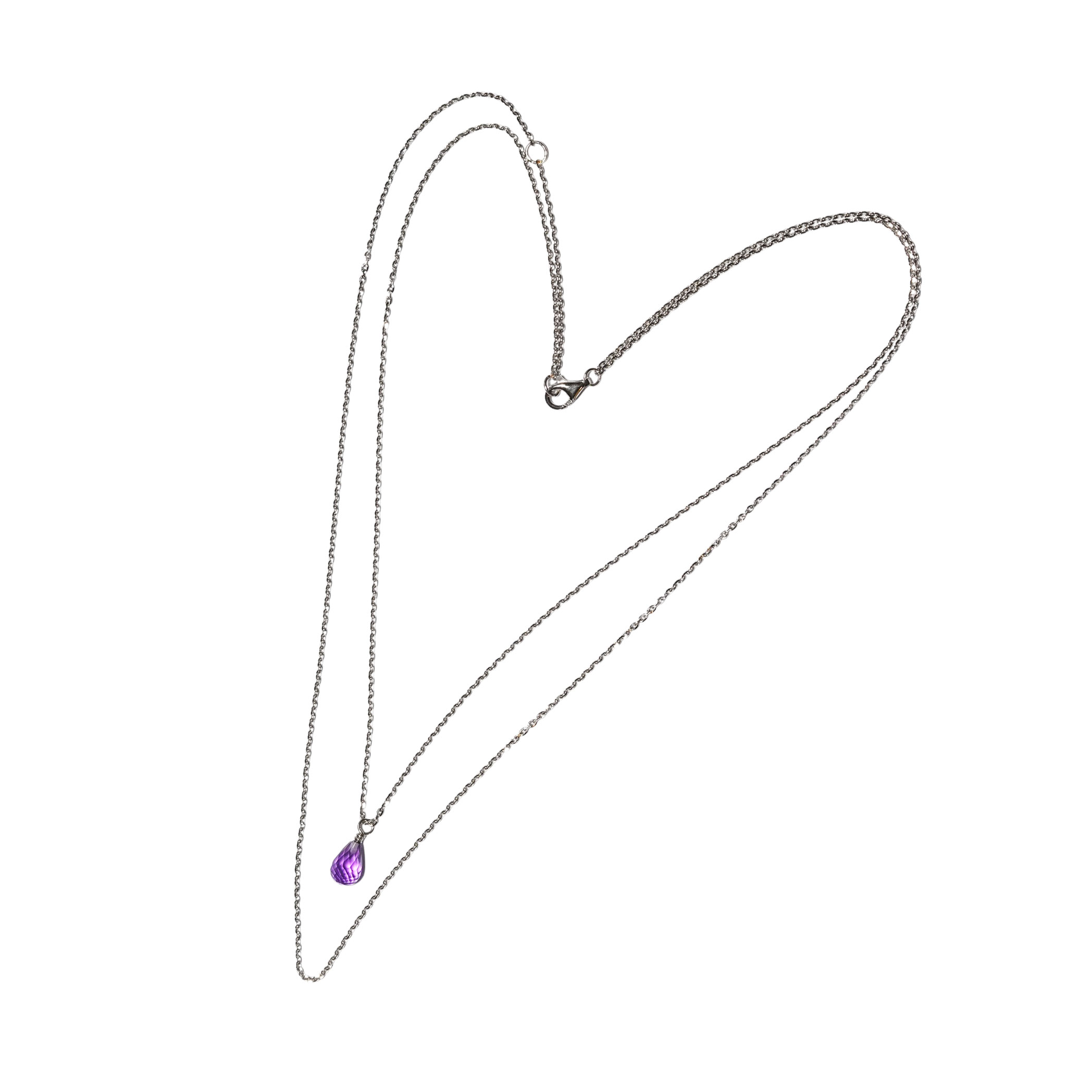 14k geelgoud multri-strand collier met een briolette geslepen Amethist