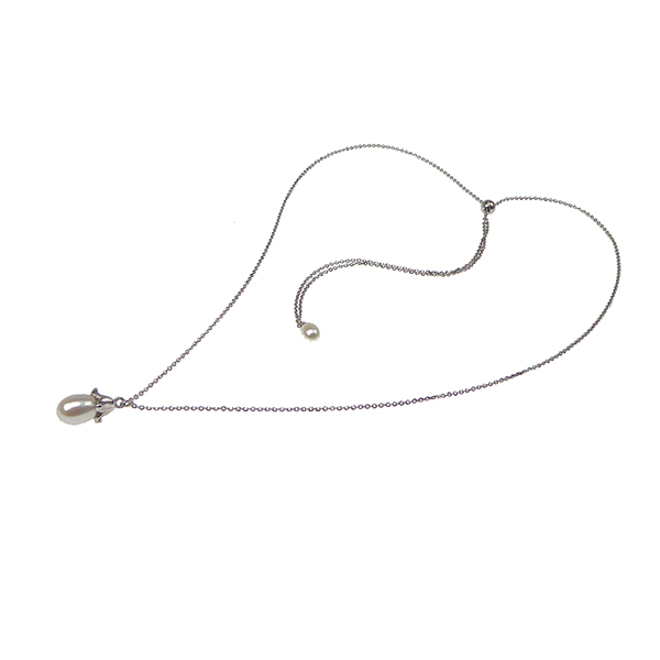 zilveren collier met schuifsluiting en met een briolette geslepen groene amethist
