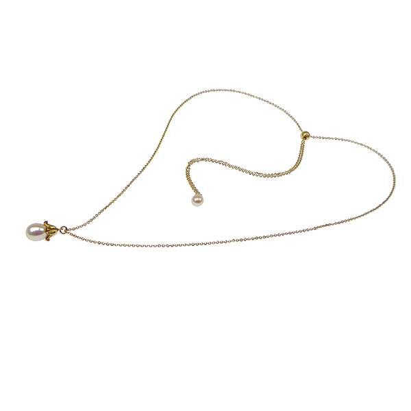 geelgoud verguld zilver collier met een schuifsluiting en druppelvormige briolettte geslepen Amethist
