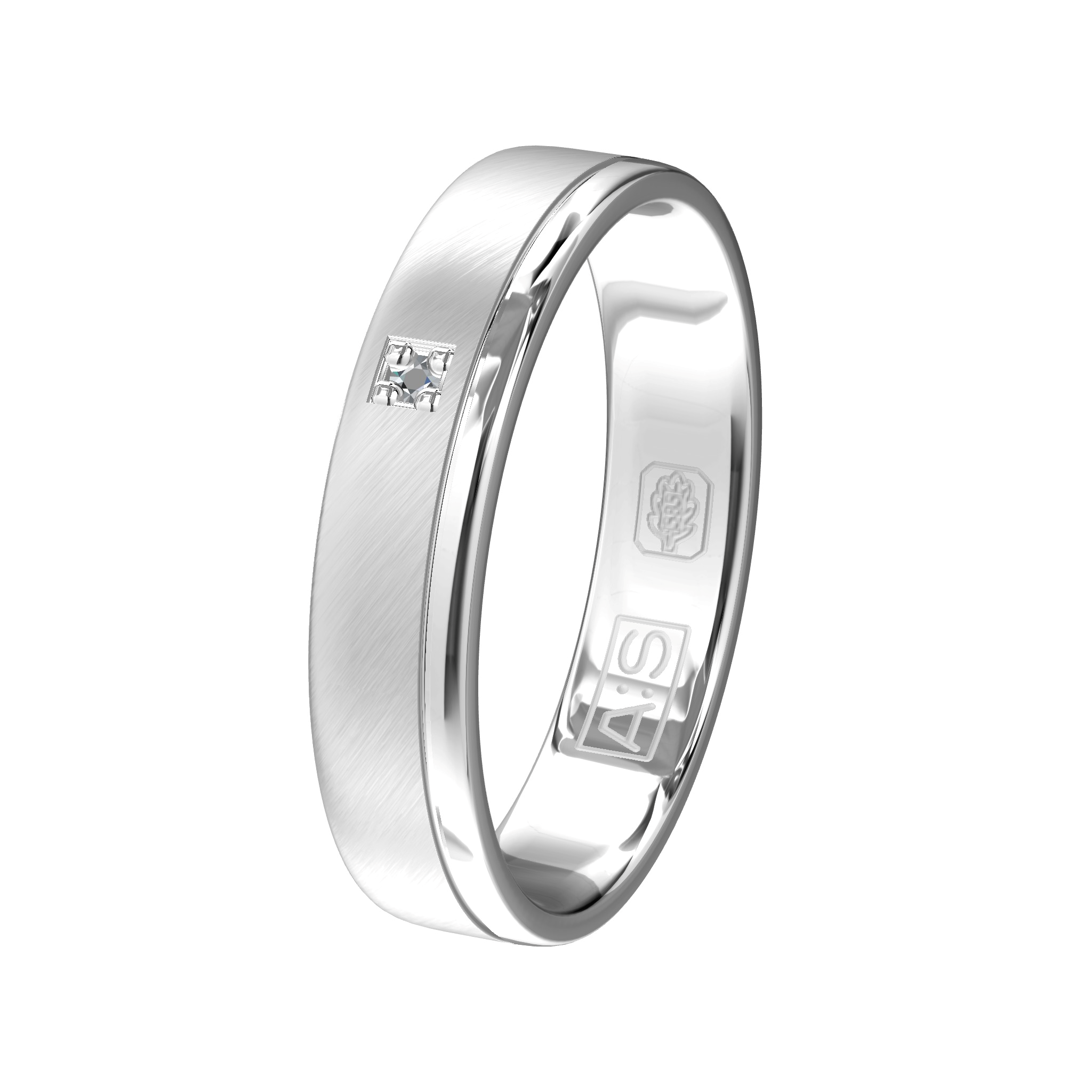 Aller Spanninga witgouden trouwring 1 X 0.010 ct briljant. 
De prijzen kunnen afwijken door wisselende goudkoersen.
Maak vrijblijvend een afspraak en bespreek uw wensen.