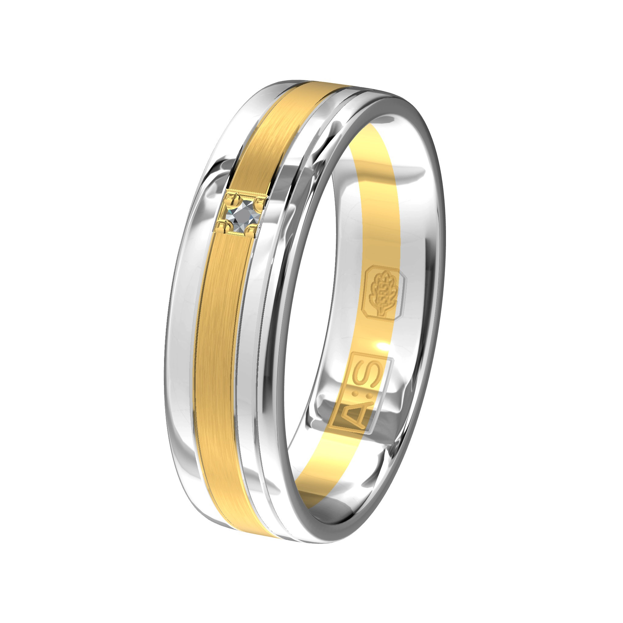 Aller Spanninga geel/witgouden trouwring 1X 0.015 ct briljant.
De prijzen kunnen afwijken door wisselende goudkoersen.
Maak vrijblijvend een afspraak en bespreek uw wensen.