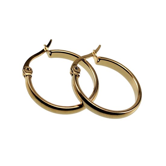 14k geelgouden creool 15mm diameter, 3mm breed