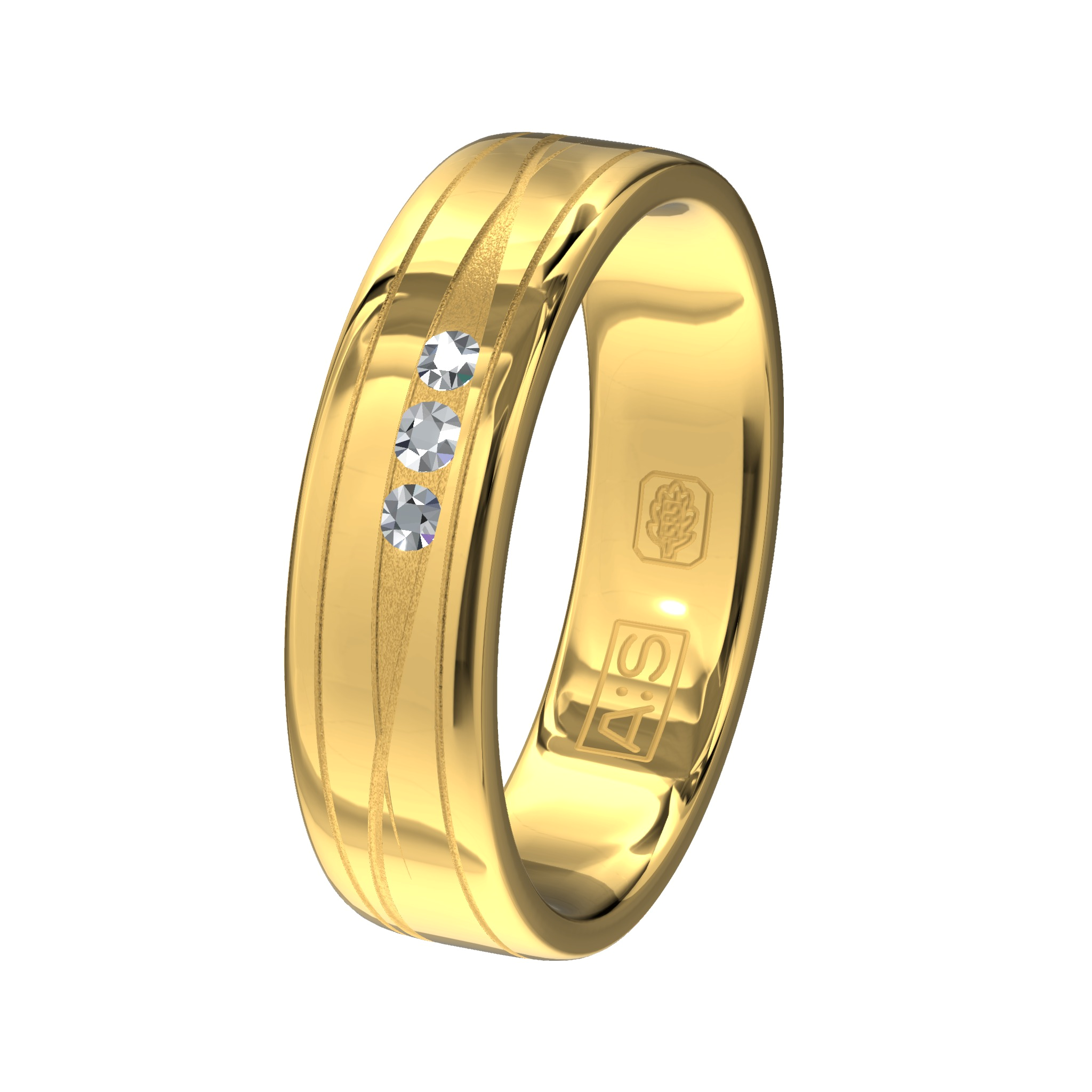 Aller Spanninga geelgouden trouwring met 2 X 0.015 ct en 1X 0.02CRT briljant.
De prijzen kunnen afwijken door wisselende goudkoersen.
Maak vrijblijvend een afspraak en bespreek uw wensen.
