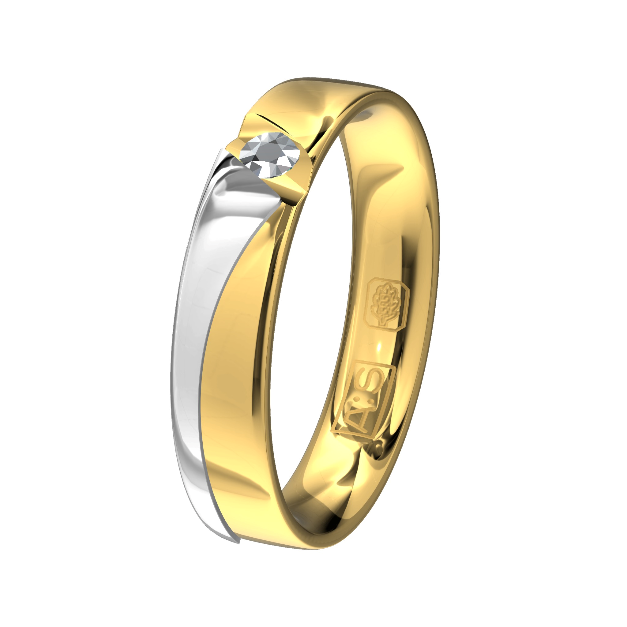 Aller Spanninga geel/witgouden trouwring met 1 X 0.06 ct briljant.
De prijzen kunnen afwijken door wisselende goudkoersen.
Maak vrijblijvend een afspraak en bespreek uw wensen.