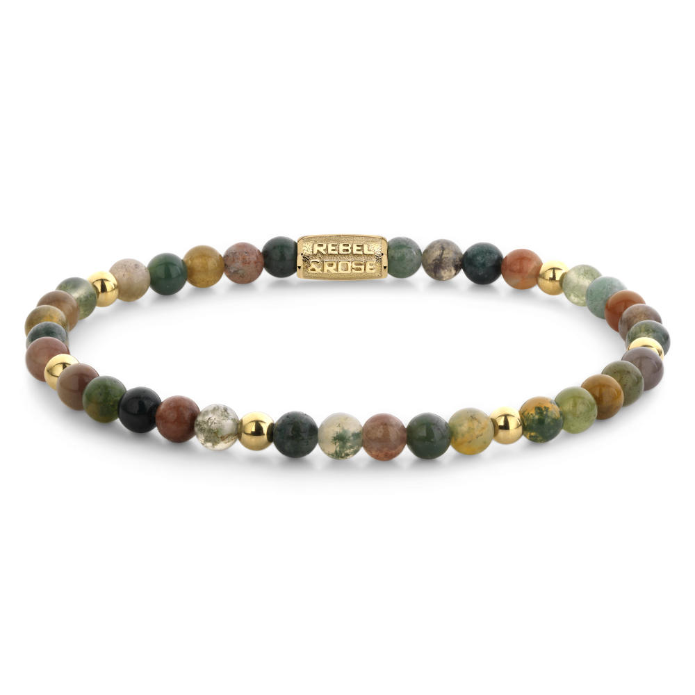 Armband van het merk Rebel & Rose. De armband heeft een hoogwaardige elastische stretch koord, met 4mm van Agaat.