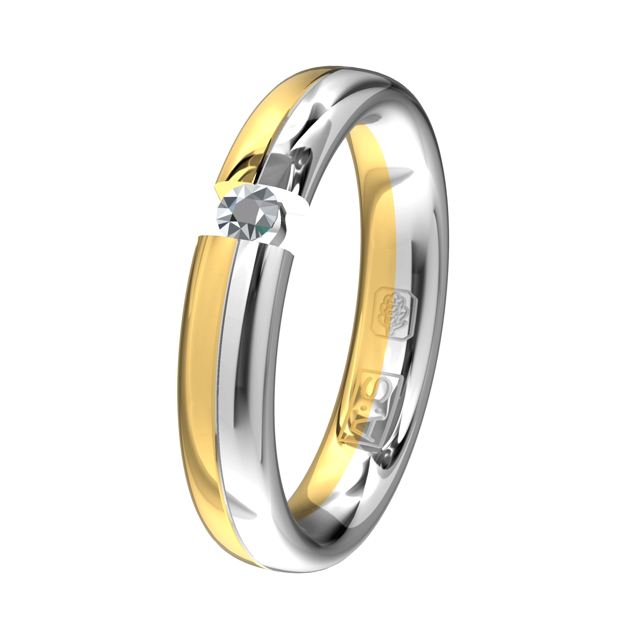 Aller Spanninga geel/witgouden trouwring 1 X 0.06 ct briljant.
De prijzen kunnen afwijken door wisselende goudkoersen.
Maak vrijblijvend een afspraak en bespreek uw wensen.