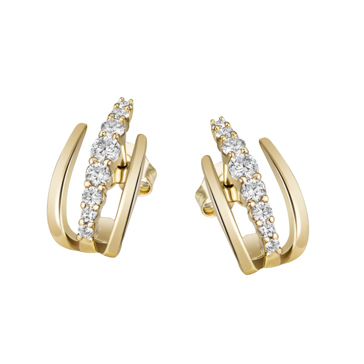 Diese stilvollen 585/- Gelbgold Ohrringe mit 16 Brillanten, insgesamt 0,40ct w/si, sind perfekt, um jedem Outfit einen Hauch von Eleganz zu verleihen. Sie lassen sich m&uuml;helos mit formeller oder legerer Kleidung kombinieren und sind ideal f&uuml;r den t&auml;glichen Gebrauch oder besondere Anl&auml;sse. Ein vielseitiges Accessoire.
