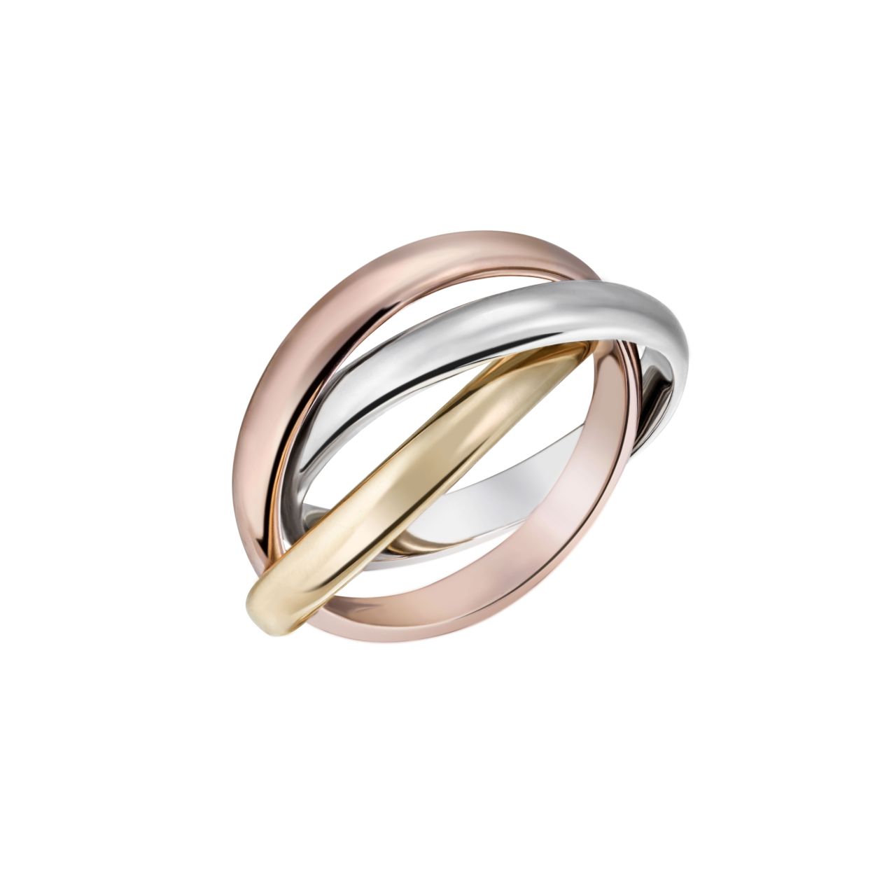 Entdecken Sie unser atemberaubendes Schmuckst&uuml;ck, ein dreifarbiger Rollring aus 585/- Gold, perfekt f&uuml;r stilvolle Anl&auml;sse. Tragen Sie diesen Ring an Ihrem Ringfinger, um seinen eleganten Charme hervorzuheben. Ideal f&uuml;r formelle Events oder als t&auml;glicher Akzent. F&uuml;gen Sie eine pers&ouml;nliche Note hinzu, indem Sie es mit anderen schlichten Schmuckst&uuml;cken kombinieren.