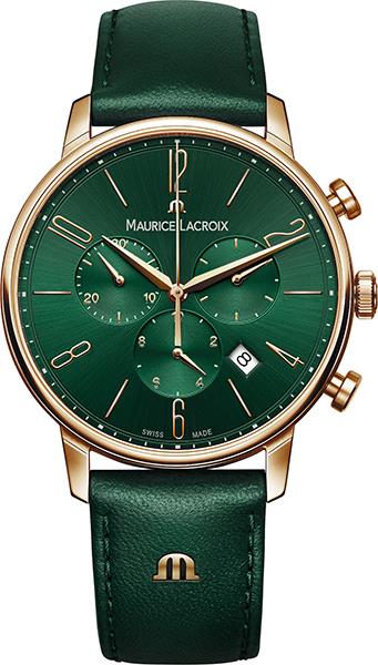 Dit is een horloge van het merk Maurice Lacroix. Dit horloge komt uit de serie Eliros.

De specificaties van dit horloge zijn: 
Kast:
Kastmateriaal: Edelstaal
Kastkleur: Ros� Goud
Kastmaat: 40 mm

Band: 
Bandmateriaal: Leder
Bandkleur: groen

Overige specificaties:
Waterdichtheid: 5 ATM / 50 Meters / 165 Feet
Glassoort: Saffier kristal
