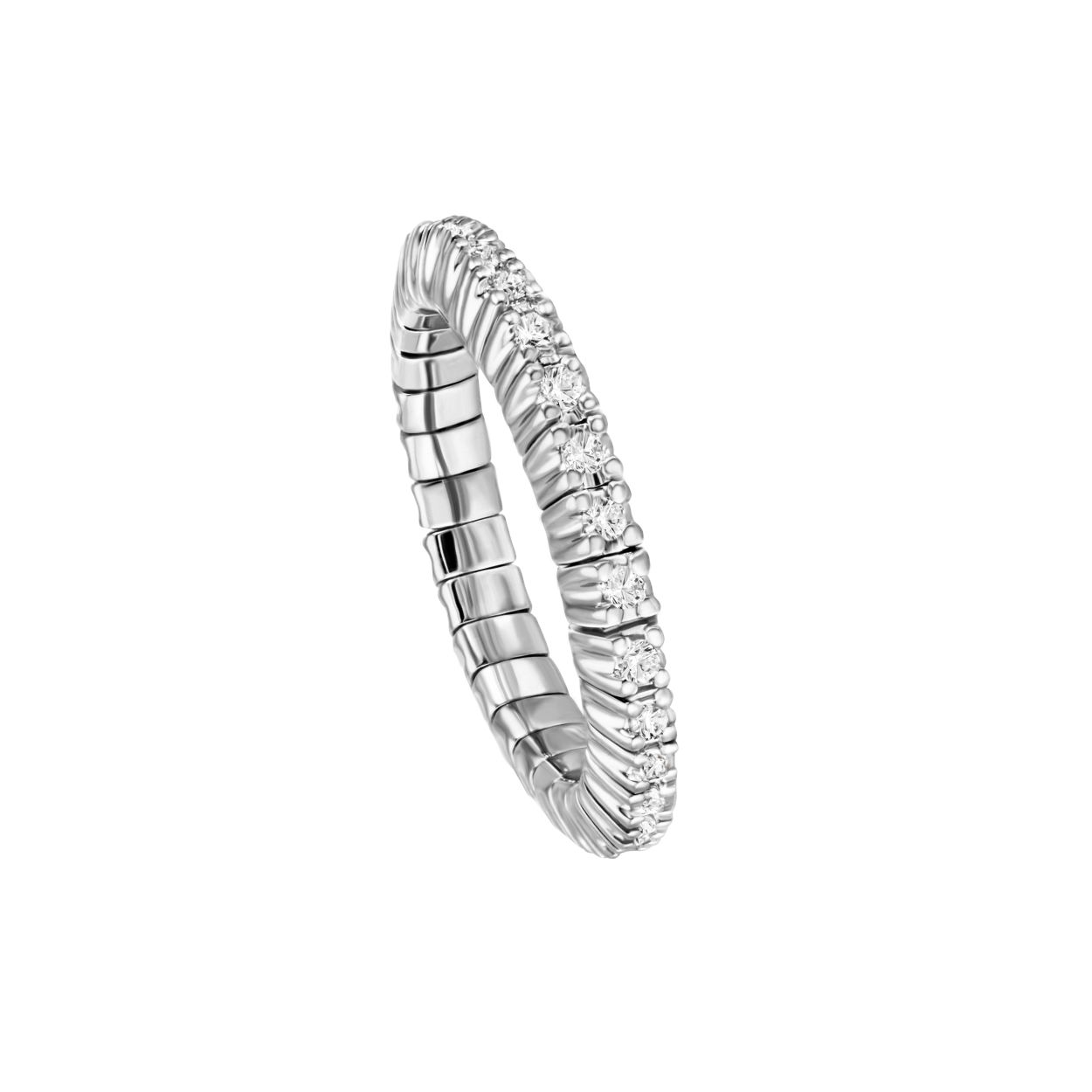 dieser faszinierende, flexible 585/- Wei&szlig;gold Brillantring, schmiegt sich angenehm an den Finger. Er ist Ideal f&uuml;r besondere Anl&auml;sse oder um jedem Outfit einen Hauch von Eleganz zu verleihen. 29 Brillanten, mit gesamt 0,35ct W/si, lassen den Ring funkeln. Tragen Sie ihn an Ihrem Ringfinger, um klassischen Stil und Raffinesse zu betonen. Perfekt als Geschenk oder als besonderes Schmuckst&uuml;ck f&uuml;r Sie selbst.
