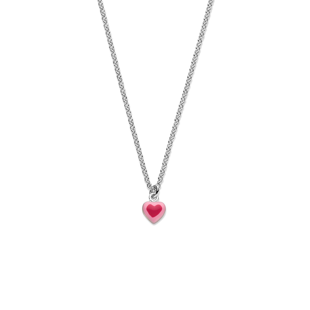 Gerhodineerd 925 zilveren collier uitgevoerd met een hartje. Het collier heeft een draaglente van 34cm en een extensie van 2cm. De schakelbreedte is 1,7mm.