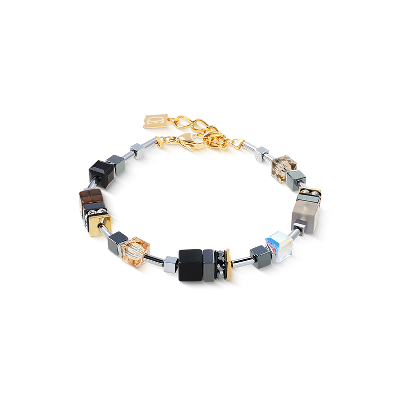 Coeur de Lion armband grijs-bruin; edelstenen, bergkristal, swarovski.