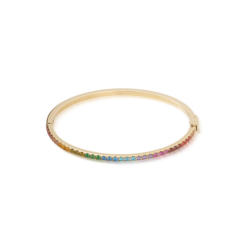 Coeur de Lion armband, verguld+ regenboog cz 19cm
