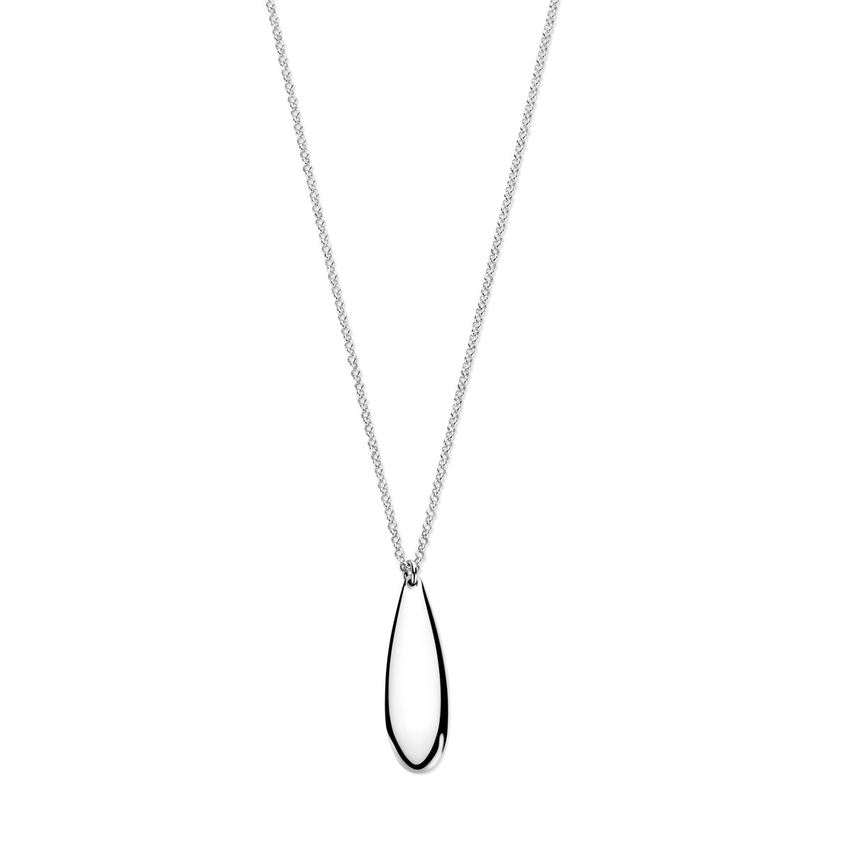 Gerhodineerd 925 zilveren collier uitgevoerd met een druppel. Het collier heeft een draaglente van 41cm en een extensie van 4cm.