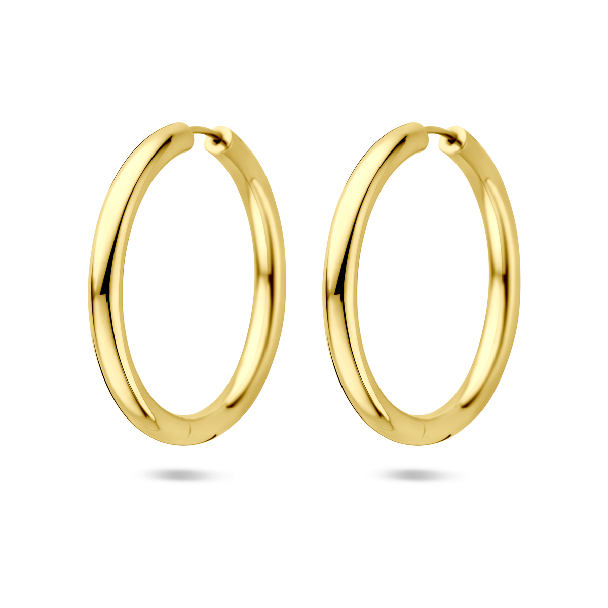 Verguld 925 zilveren klapoorringen (1 micron) met een afmeting van 39x4mm. Geen garantie op plating.