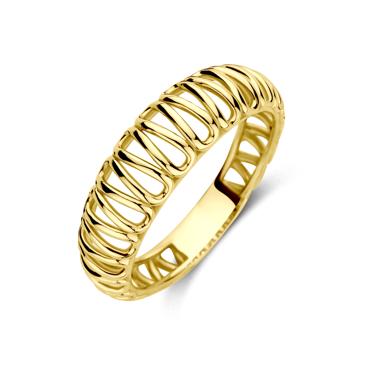 14k Geelgouden ring met een breedte van 6mm.