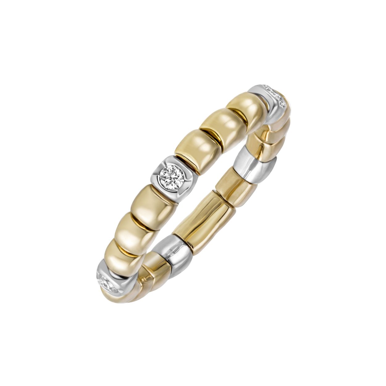 Entdecken Sie unser einzigartiges flexibles Schmuckst&uuml;ck. Dieser 585/- Bicolor-Brillant-Ring besticht durch sein edles Design und ist die perfekte Erg&auml;nzung f&uuml;r jedes Outfit. Tragen Sie ihn als elegantes Statement-Piece zu formellen Anl&auml;ssen oder als stilvollen Akzent im Alltag. Ideal auch als besonderes Geschenk f&uuml;r Ihre Liebsten.