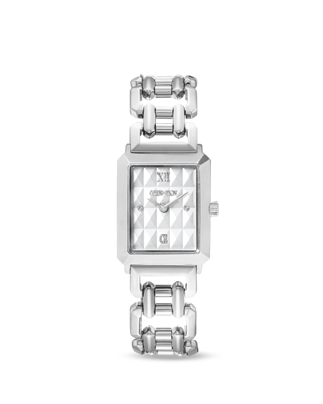 Coeur de Lion horloge, rechthoek Silver/Silver