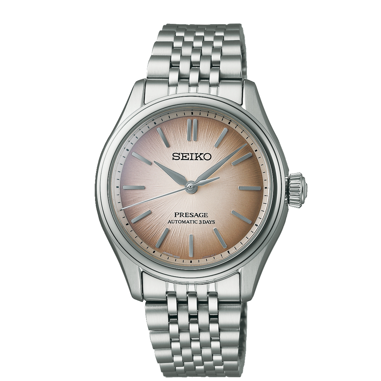 Dit is een herenhorloge van het merk Seiko. Het is een analoog horloge gemaakt van staal. De diameter van de kast is 36 mm en de kast is 12.48 mm dik.
De verdere specificaties van het horloge zijn als volgt:
Kastvorm: rond
Kastkleur: zilverkleurig
Kastmateriaal: staal
Bandbreedte: 15 mm
Bandlengte: 246 mm
Sluiting: vouwsluiting met drukker
Wijzerplaatkleur: bruin
Glassoort: saffier glas
Waterdichtheid: 10 ATM
Techniek: automaat