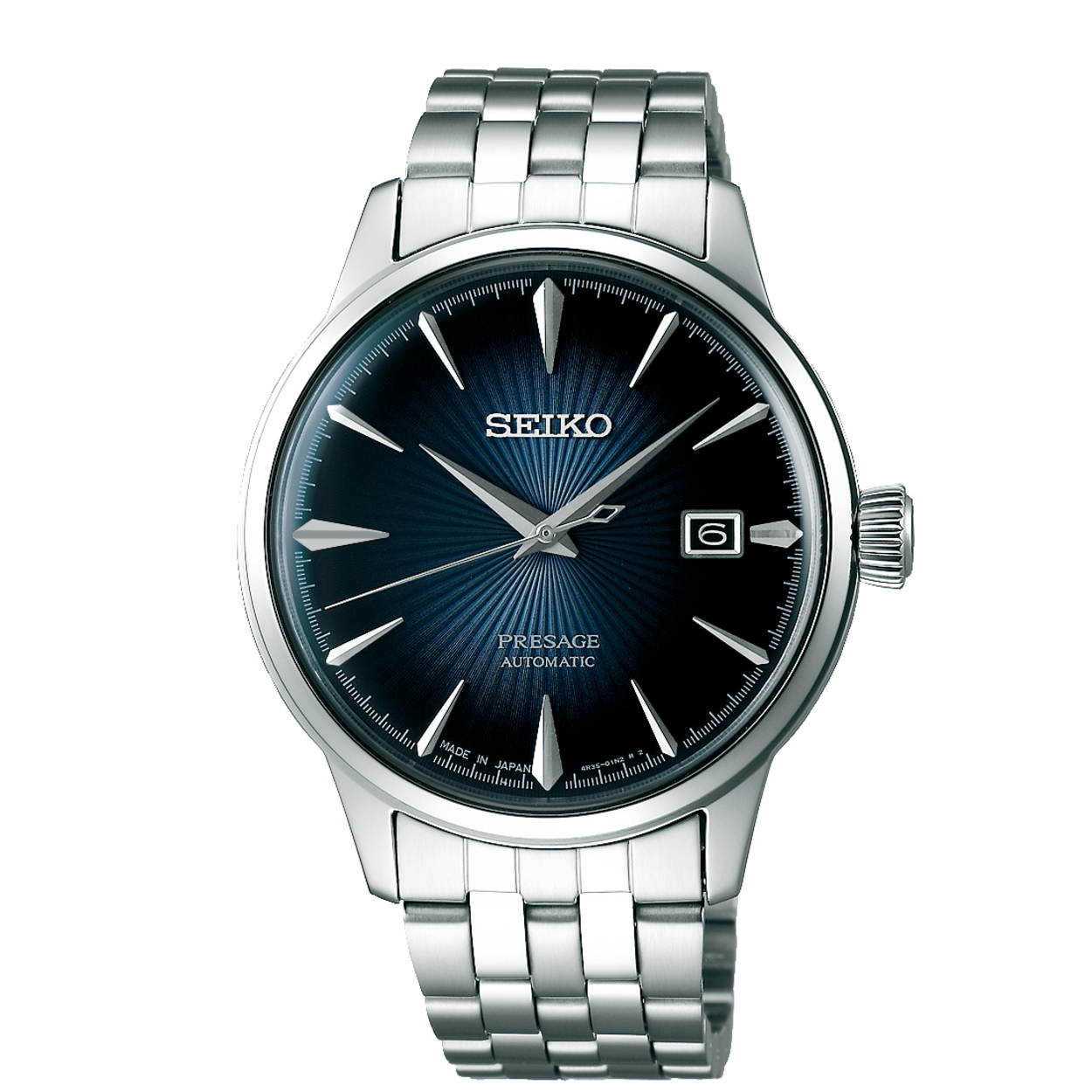 Dit herenhorloge is van het merk Seiko. Het is een analoog horloge gemaakt van staal. De diameter van de kast is 40.5 mm en de kast is 11.8 mm dik.
De verdere specificaties van het horloge zijn als volgt:
Glassoort: hardlex mineraal glas
Bandbreedte: 20
Kastmateriaal: staal
Waterdichtheid: 5 ATM
Techniek: automaat