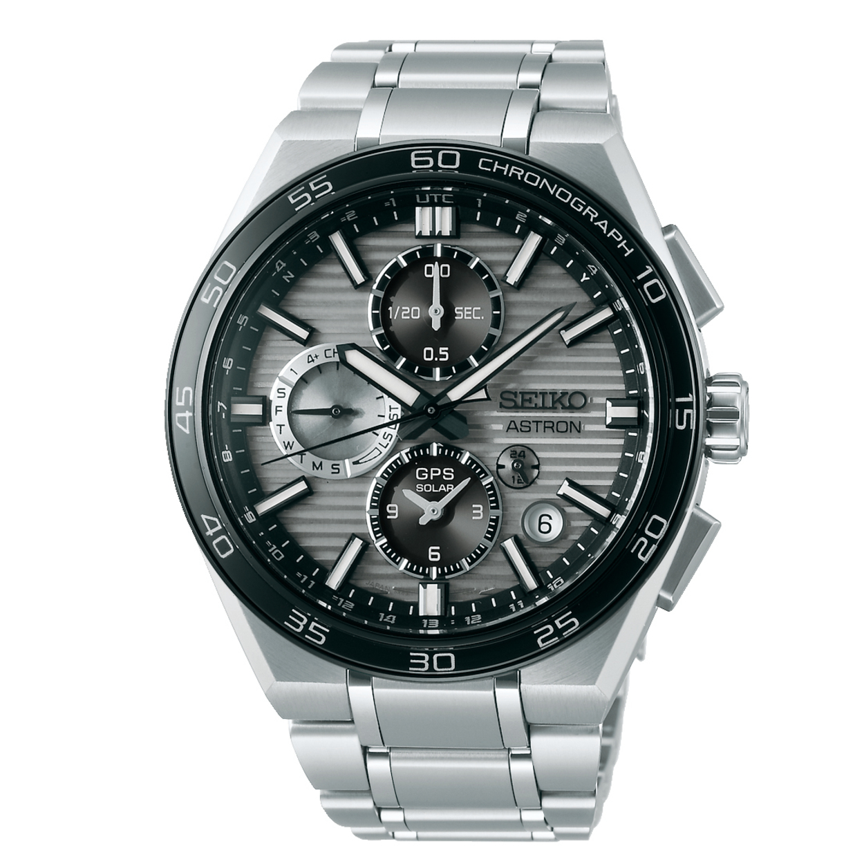 Seiko Astron horloge SSH177J1 GPS Solar herenhorloge Dual Time Titanium Grijs De verdere specificaties van het horloge zijn als volgt:
Kastvorm: rond
Kastkleur: zilverkleurig
Kastmateriaal: titanium
Bandbreedte: 18 mm
Bandlengte: 259.1 mm
Sluiting: vouwsluiting met drukker
Wijzerplaatkleur: grijs
Glassoort: saffier glas
Waterdichtheid: 10 ATM
Techniek: gps solar