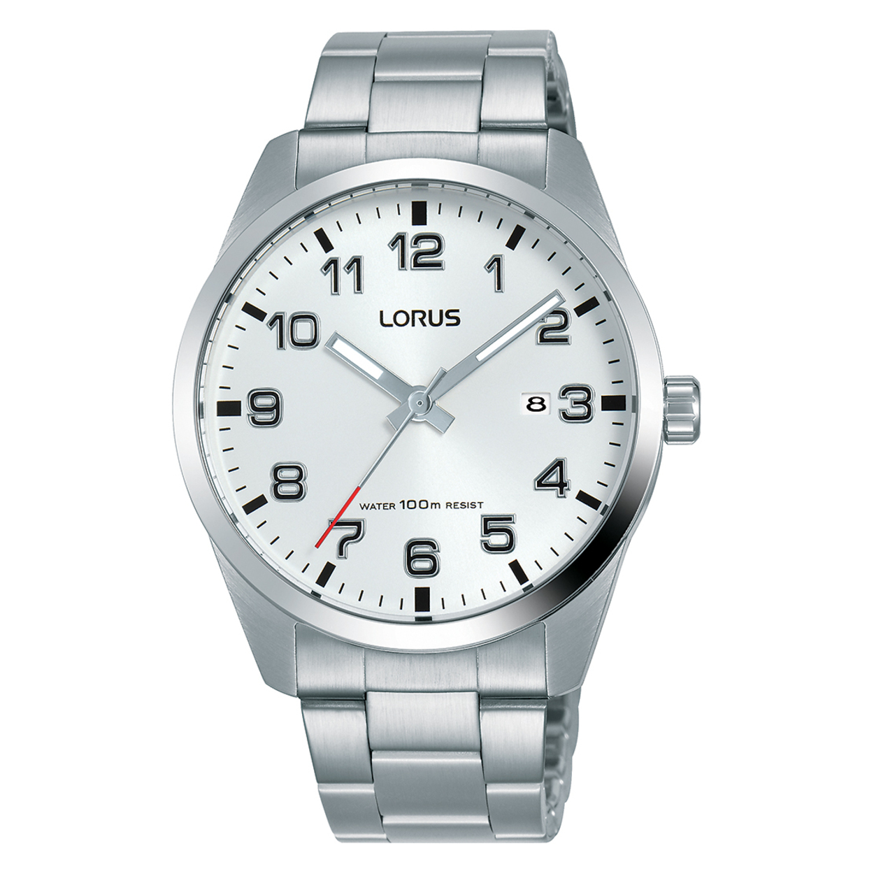 Dit is een herenhorloge van het merk Lorus. Het is een analoog horloge gemaakt van staal. De diameter van de kast is 39.5 mm en de kast is 11 mm dik.
De verdere specificaties van het horloge zijn als volgt:
Kastvorm: rond
Kastkleur: zilverkleurig
Kastmateriaal: staal
Bandbreedte: 18 mm
Bandlengte: 259.5 mm
Sluiting: vouwsluiting met drukker
Wijzerplaatkleur: wit
Glassoort: hardlex mineraal glas
Waterdichtheid: 10 ATM
Techniek: quartz