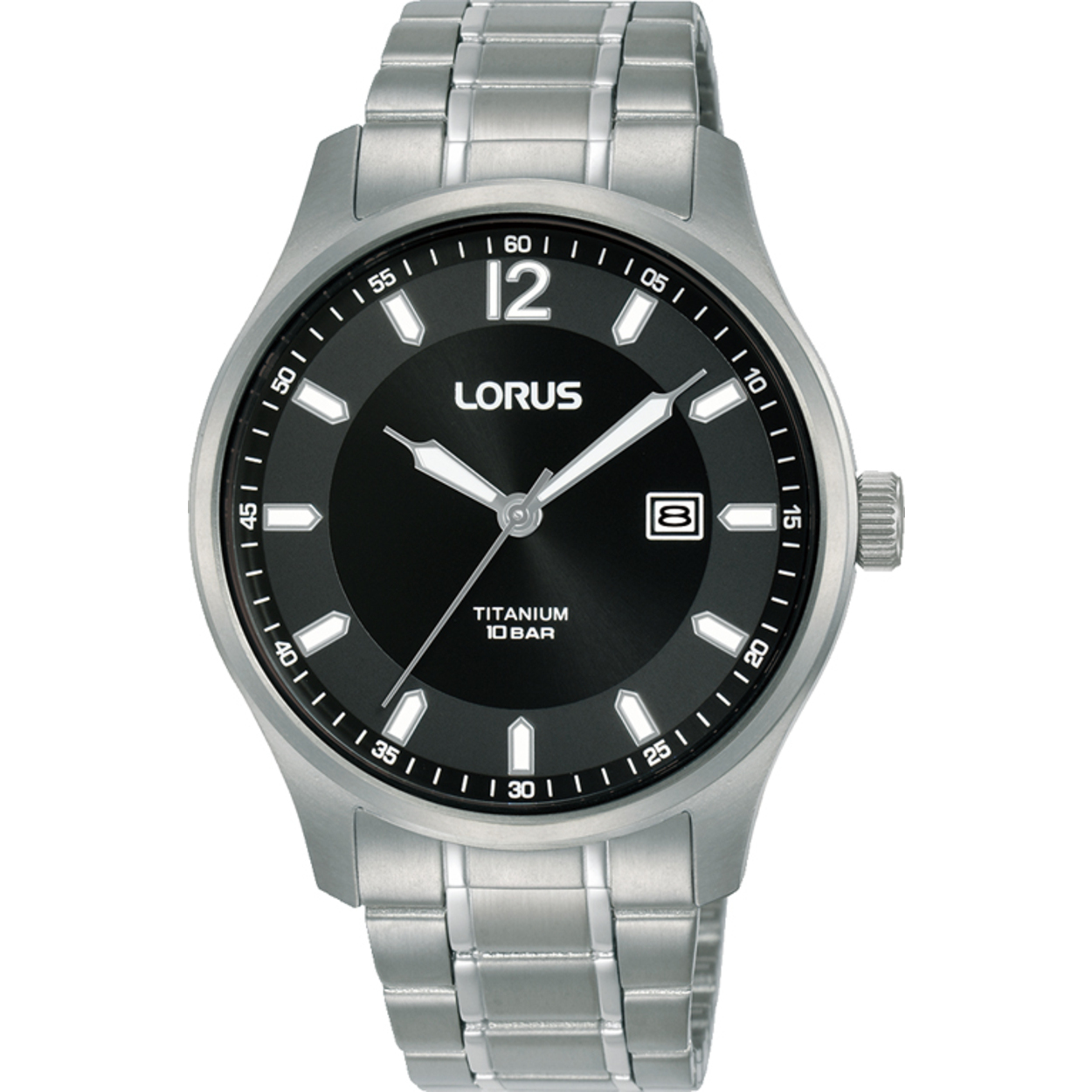 Dit is een herenhorloge van het merk Lorus. Het is een analoog horloge gemaakt van titanium. De diameter van de kast is 40 mm en de kast is 10.2 mm dik.
De verdere specificaties van het horloge zijn als volgt:
Kastvorm: rond
Kastkleur: zilverkleurig
Kastmateriaal: titanium
Bandbreedte: 20 mm
Bandlengte: 265 mm
Sluiting: vouwsluiting met drukker
Wijzerplaatkleur: zwart
Glassoort: hardlex mineraal glas
Waterdichtheid: 10 ATM
Techniek: quartz