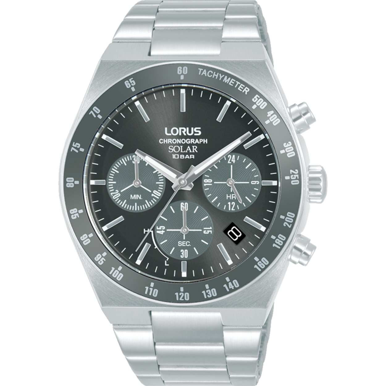 Dit is een herenhorloge van het merk Lorus. Het is een chronograaf horloge gemaakt van staal. De diameter van de kast is 42 mm en de kast is 11.75 mm dik.
De verdere specificaties van het horloge zijn als volgt:
Kastvorm: rond
Kastkleur: zilverkleurig
Kastmateriaal: staal
Sluiting: vouwsluiting met drukker
Wijzerplaatkleur: zwart
Glassoort: hardlex mineraal glas
Waterdichtheid: 10 ATM
Techniek: solar