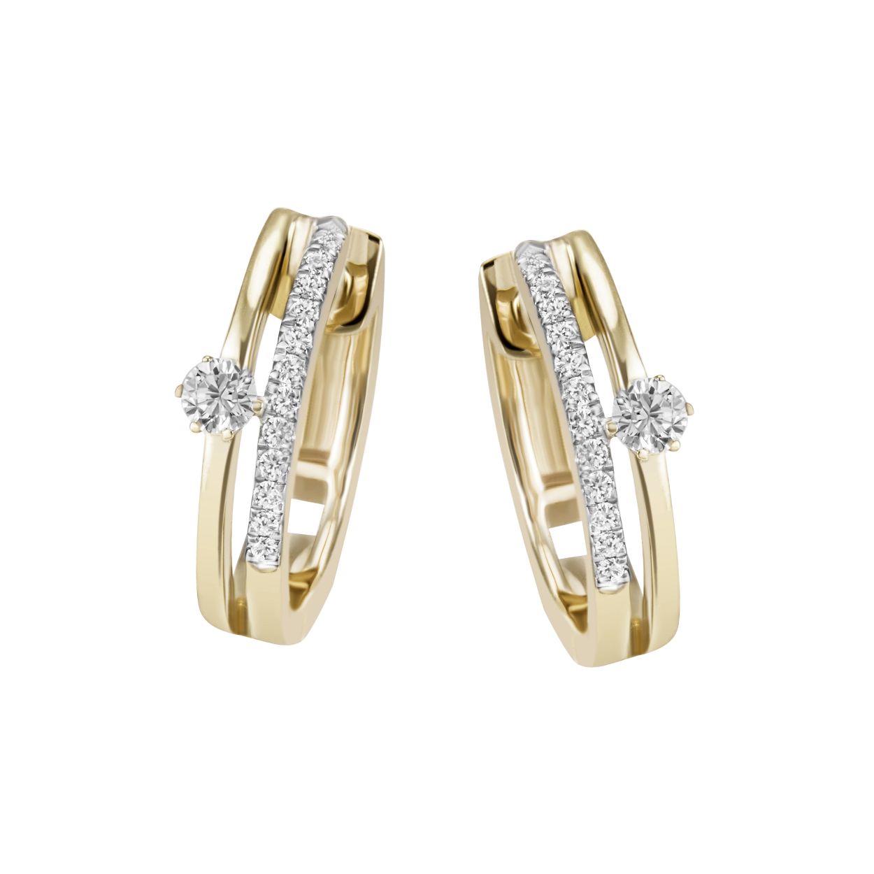 Diese Creolen bestehen 585/- Gelbgold und mit jeweils 13 Brillanten sind zeitlos und elegant. Tragen Sie sie zu eleganten Anlässen oder um Ihr Alltagsoutfit stilvoll zu gestalten. Ideal für Abendevents oder besondere Momente, bei denen ein eleganter Akzent gefragt ist.