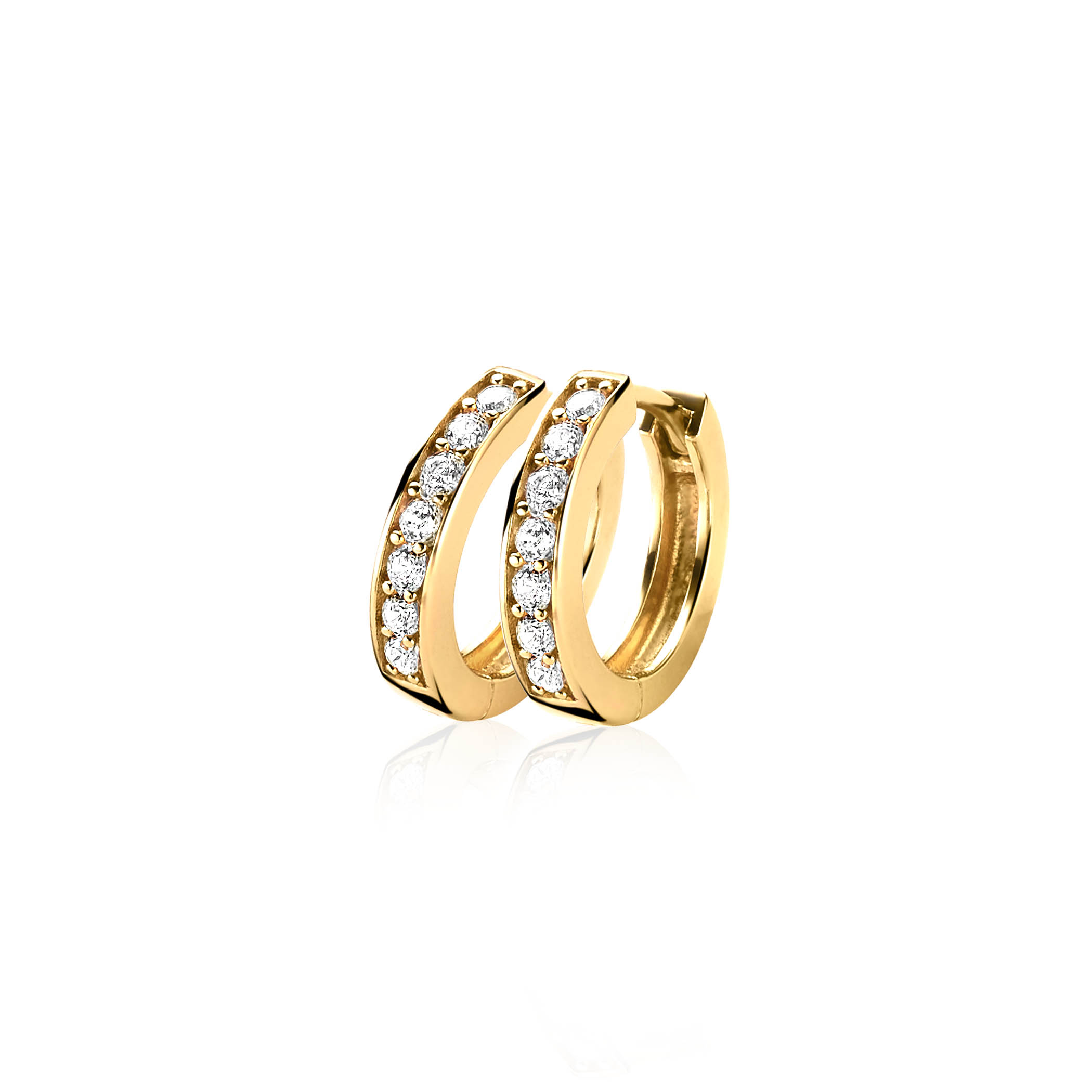 ZINZI zilveren oorringen geel verguld 15 x 3mm wit