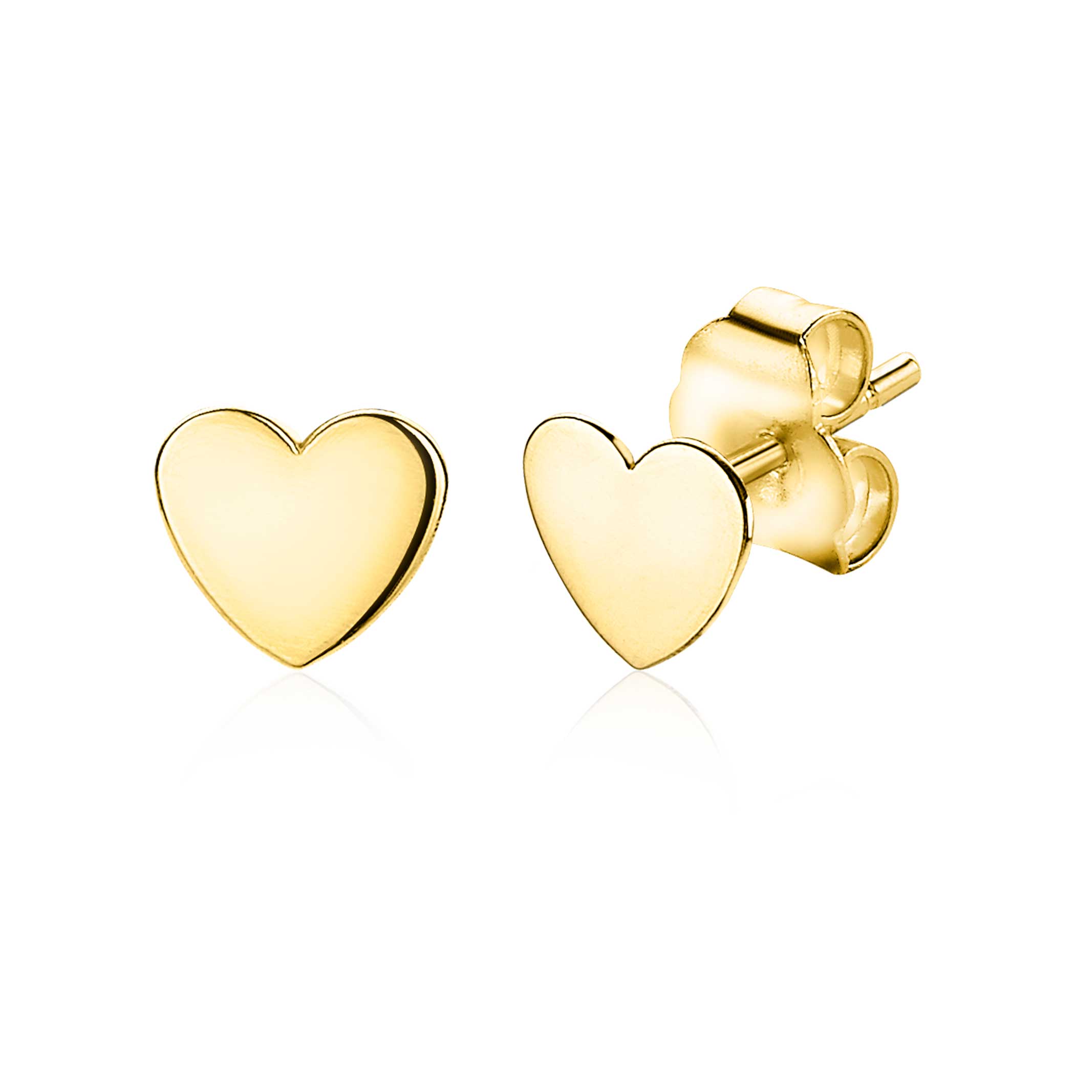 ZINZI Gold 14 karaat gouden oorknoppen met glad dicht hartje. 