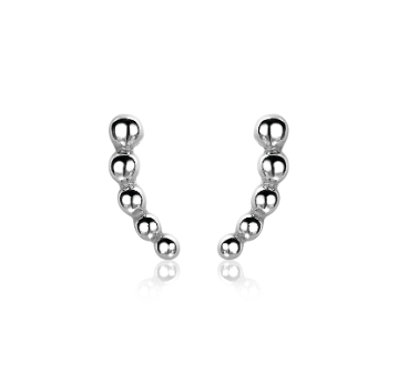zilveren Zinzi oorstekers, golfje van bolletjes 10mm