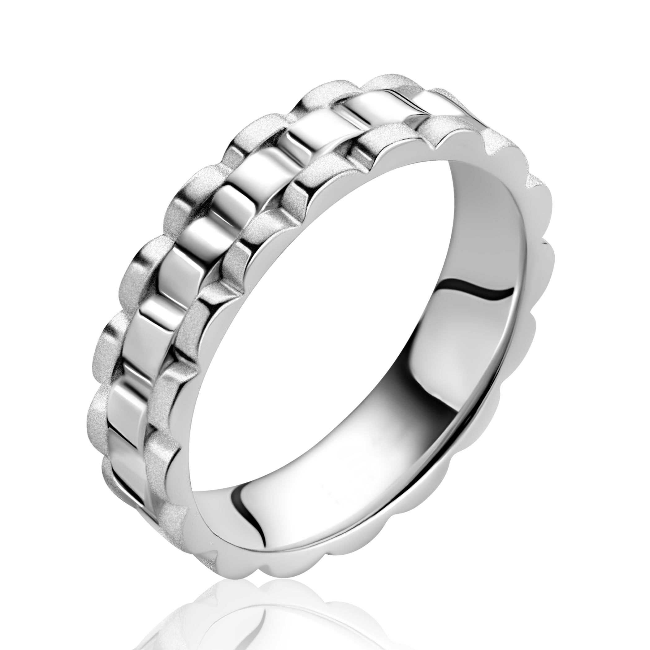 zilveren Zinzi ring, rolex style mat/poly mt54