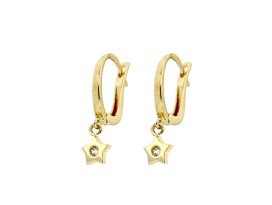 14k geelgouden oorhangers ster met zirkonia