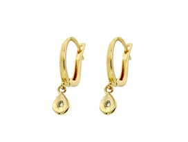 14k geelgouden oorhangers druppel met zirkonia