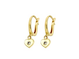 14k geelgouden oorhangers hart met zirkonia