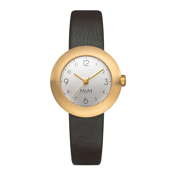 M&M horloge met double kast en leren band