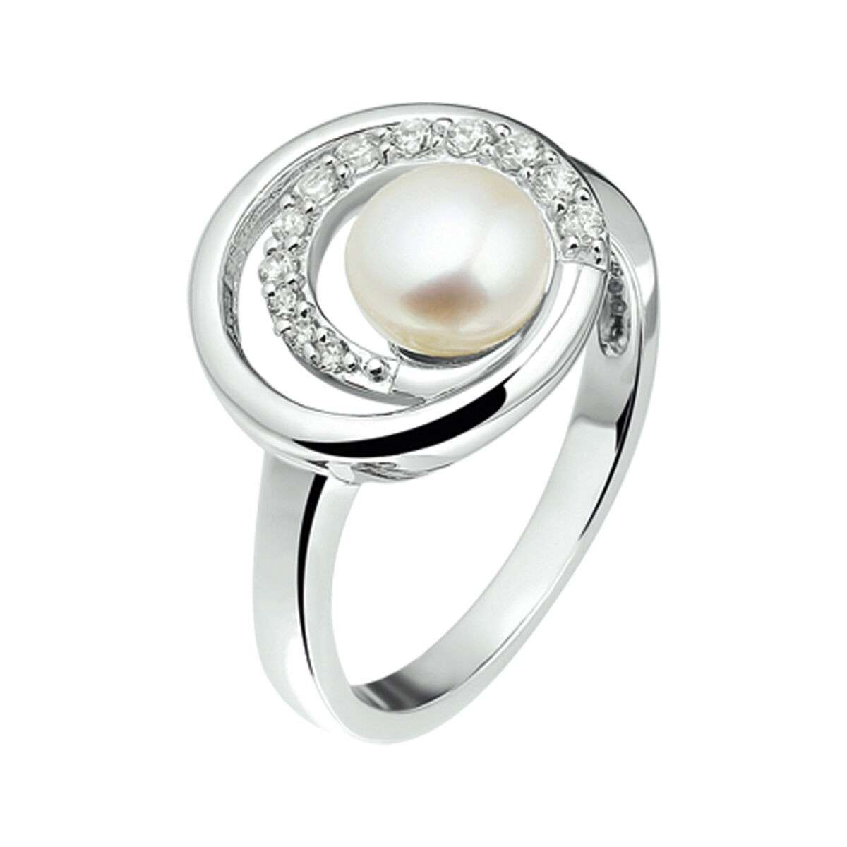 De zilveren ring combineert fonkelende zirkonia met een elegante parel, wat een luxueuze uitstraling biedt. Ideaal voor speciale gelegenheden of dagelijks gebruik, het voegt een vleugje verfijning toe aan elke outfit. Draag het solo voor een subtiele look of samen met andere sieraden voor extra glamour. Perfect als cadeau voor een geliefde.